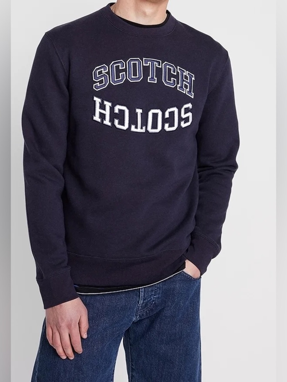 Scotch & Soda Men’s Navy Blue Crewneck Pullover Sweatshirt Size L